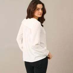 Bloes En Tuniek<Blancheporte Blouse met kanten details, crêpe wit