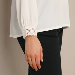 Bloes En Tuniek<Blancheporte Blouse met kanten details, crêpe wit