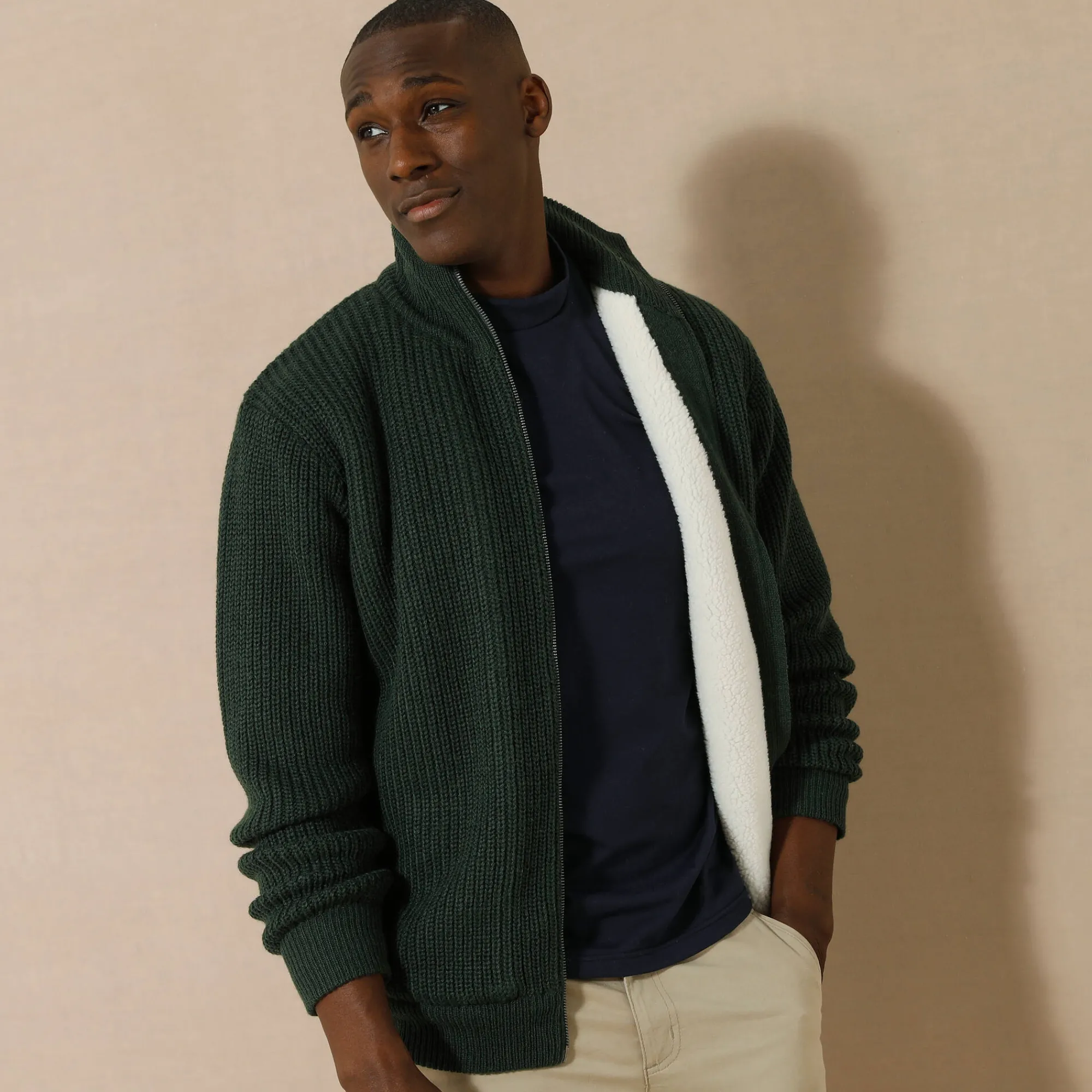 Trui En Vest<Blancheporte Blouson in patentsteek met warme voering dennengroen