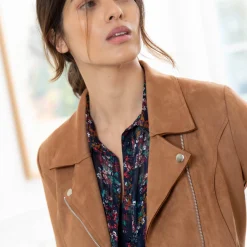 Jas En Mantel<Blancheporte Blouson in suèdine met rits en reverskraag met drukknoopsluiting karamel