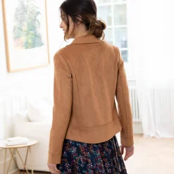 Jas En Mantel<Blancheporte Blouson in suèdine met rits en reverskraag met drukknoopsluiting karamel