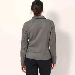 Jas En Mantel<Blancheporte Blouson in suèdine met rits en reverskraag met drukknoopsluiting kaki