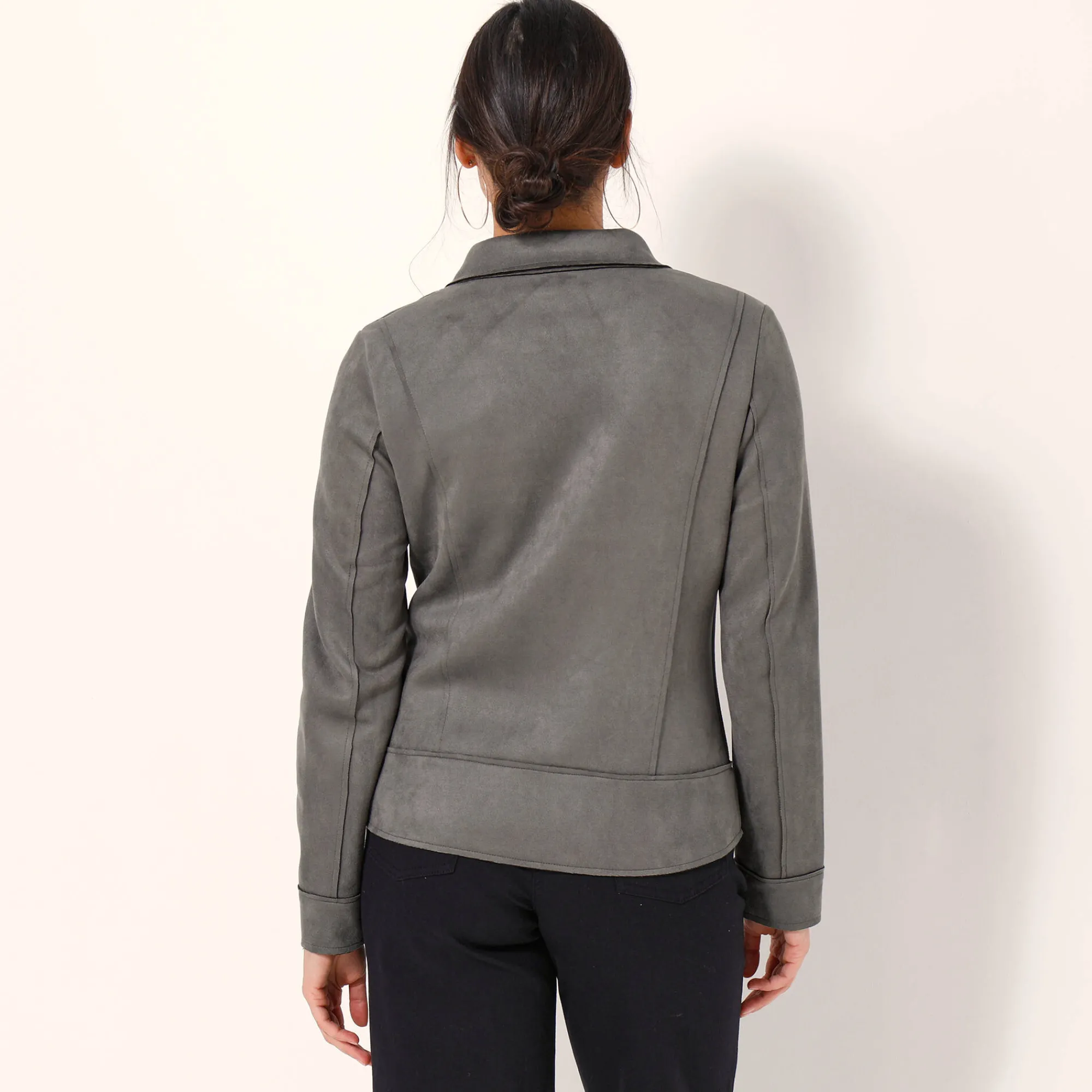 Jas En Mantel<Blancheporte Blouson in suèdine met rits en reverskraag met drukknoopsluiting kaki