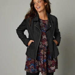 Jas En Mantel<Blancheporte Blouson in suèdine met rits en reverskraag met drukknoopsluiting zwart