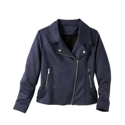 Jas En Mantel<Blancheporte Blouson in suèdine met rits en reverskraag met drukknoopsluiting marine
