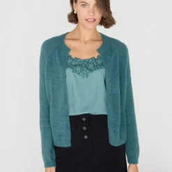 Feestoutfits Dames|Trui En Vest<Blancheporte Bolero in harig tricot met lange mouwen smaragd