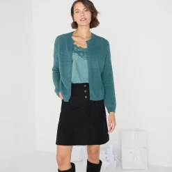 Feestoutfits Dames|Trui En Vest<Blancheporte Bolero in harig tricot met lange mouwen smaragd