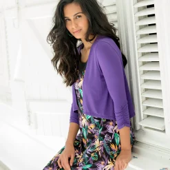 Trui En Vest<Blancheporte Bolero in soepel tricot met 3/4-mouwen paars
