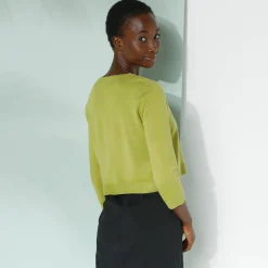 Trui En Vest<Blancheporte Bolero-vest met knopen, zachte touch mosgroen