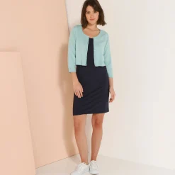 Trui En Vest<Blancheporte Bolero-vest met knopen, zachte touch watergroen
