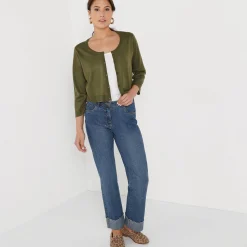 Trui En Vest<Blancheporte Bolero-vest met knopen, zachte touch kaki
