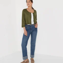 Trui En Vest<Blancheporte Bolero-vest met knopen, zachte touch kaki