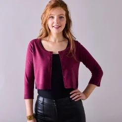 Trui En Vest<Blancheporte Bolero-vest met knopen, zachte touch pruim