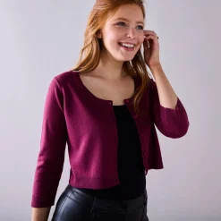Trui En Vest<Blancheporte Bolero-vest met knopen, zachte touch pruim