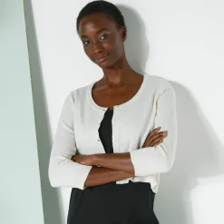 Trui En Vest<Blancheporte Bolero-vest met knopen, zachte touch ecru
