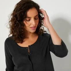 Trui En Vest<Blancheporte Bolero-vest met knopen, zachte touch zwart