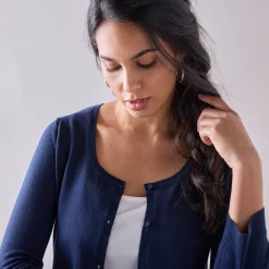 Trui En Vest<Blancheporte Bolero-vest met knopen, zachte touch marine