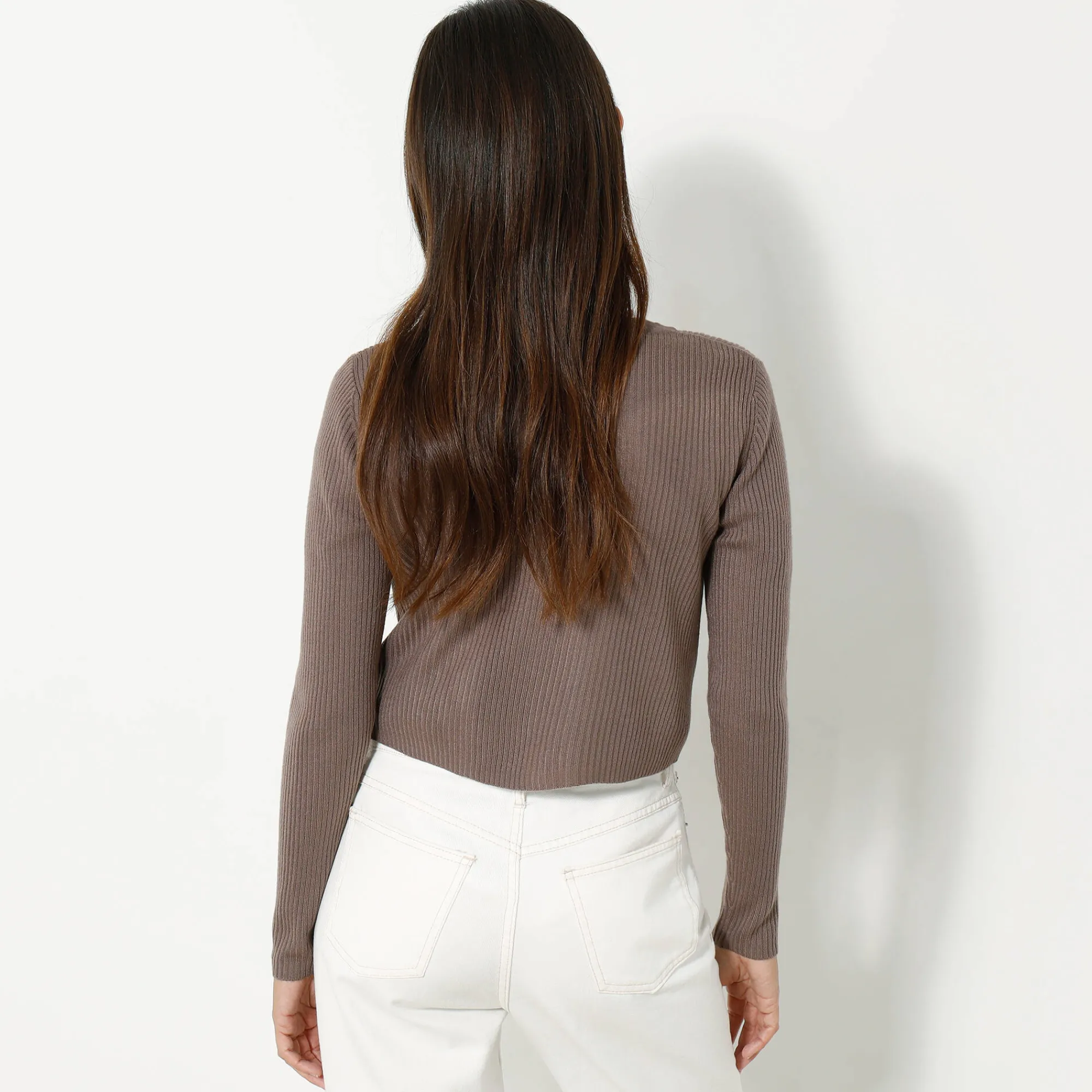 Trui En Vest<Blancheporte Bolerovest, ribtricot taupe