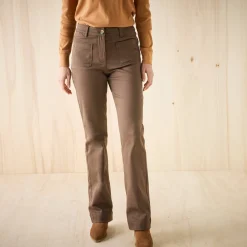 Broek<Blancheporte Bootcut broek, opgestikte zakken chocolade
