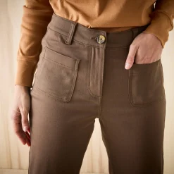 Broek<Blancheporte Bootcut broek, opgestikte zakken chocolade