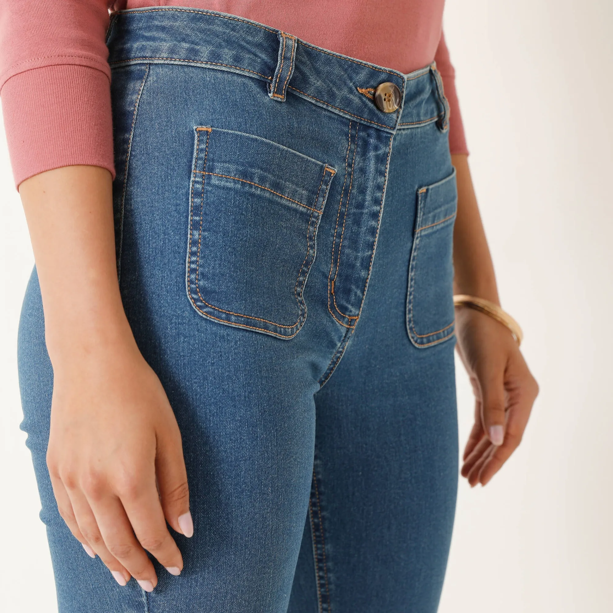 Jeans<Blancheporte Bootcut jeans, opgestikte zakken stone