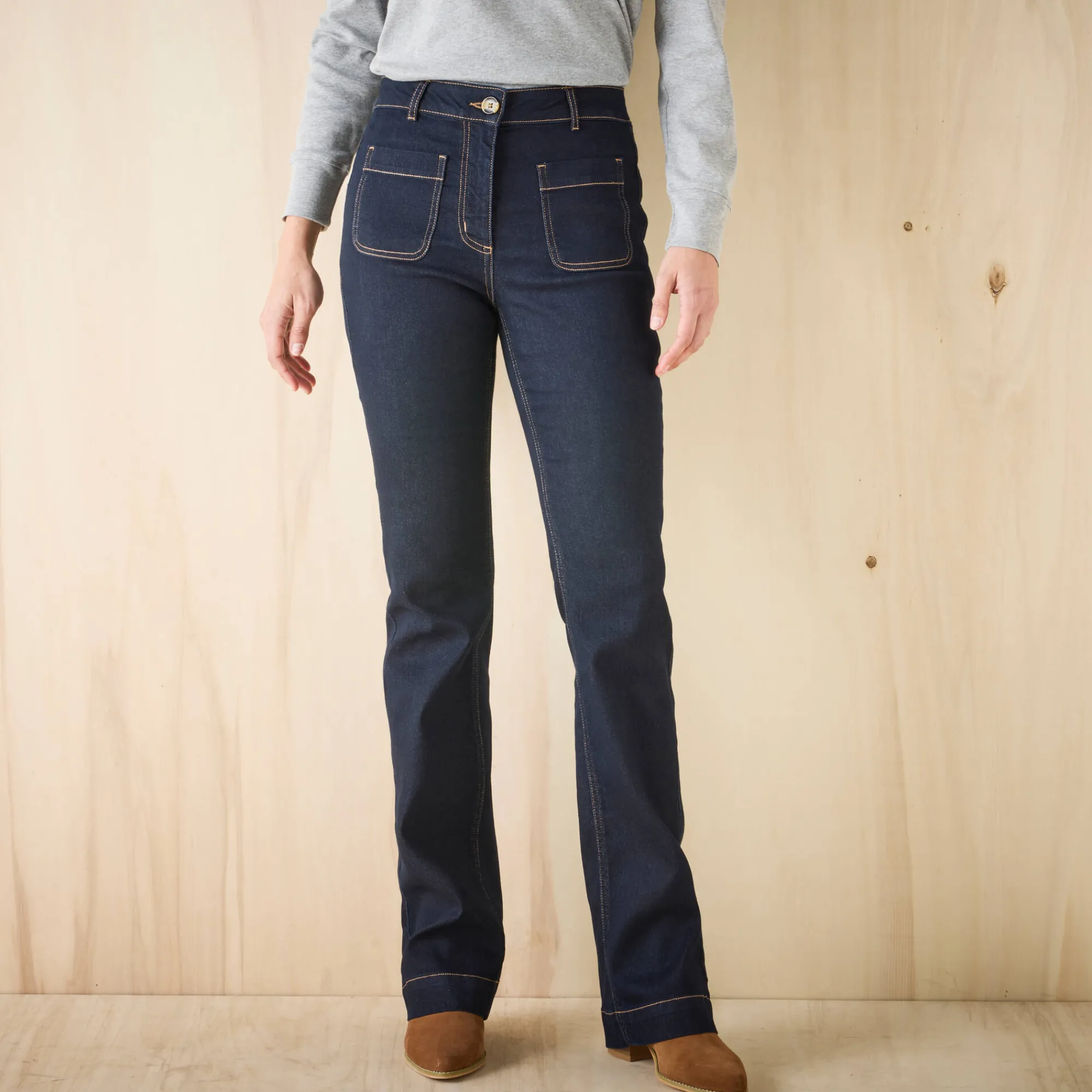 Jeans<Blancheporte Bootcut jeans, opgestikte zakken raw