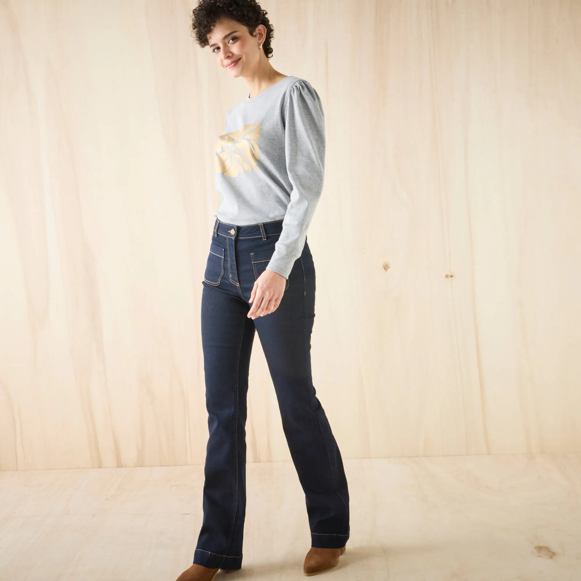 Jeans<Blancheporte Bootcut jeans, opgestikte zakken raw