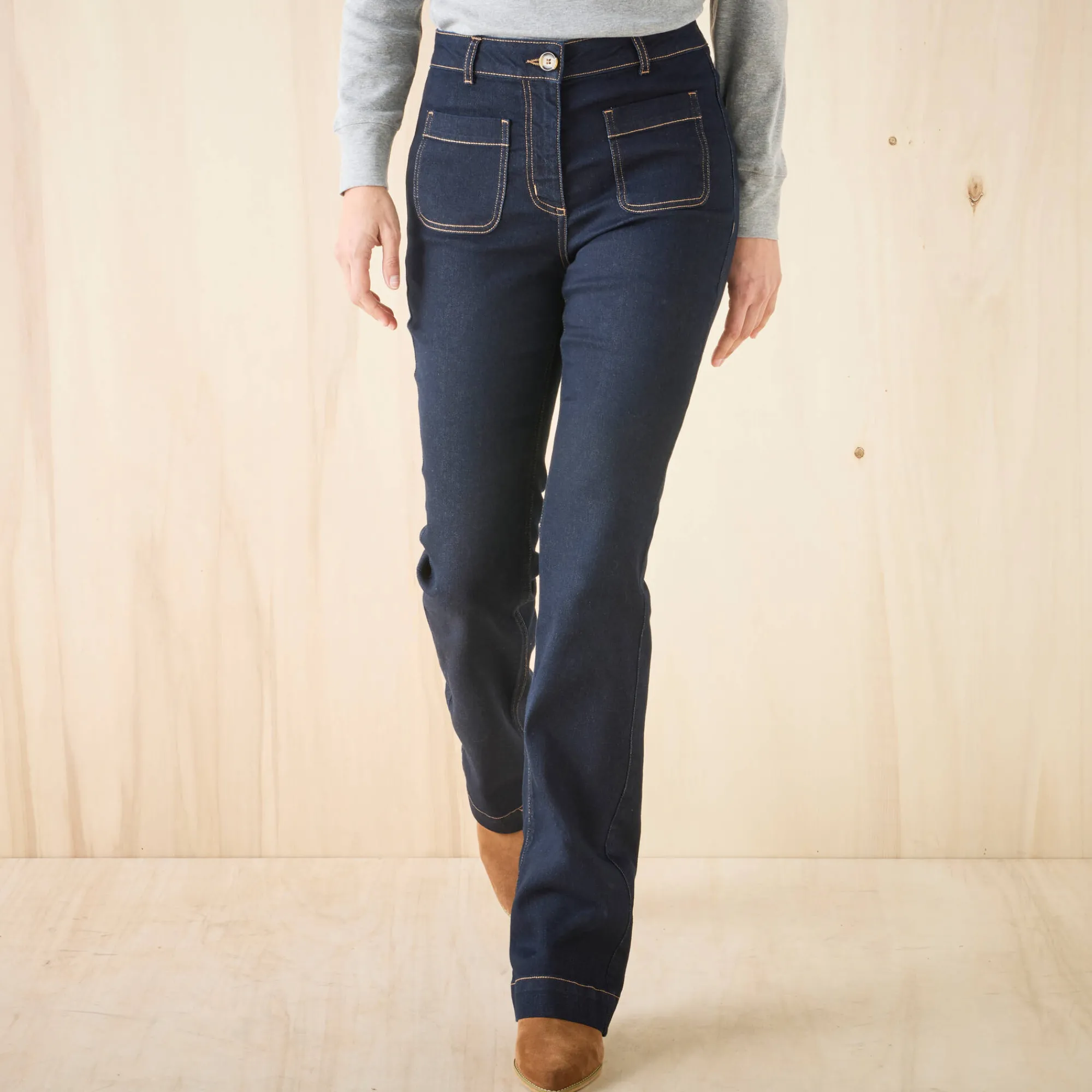 Jeans<Blancheporte Bootcut jeans, opgestikte zakken raw