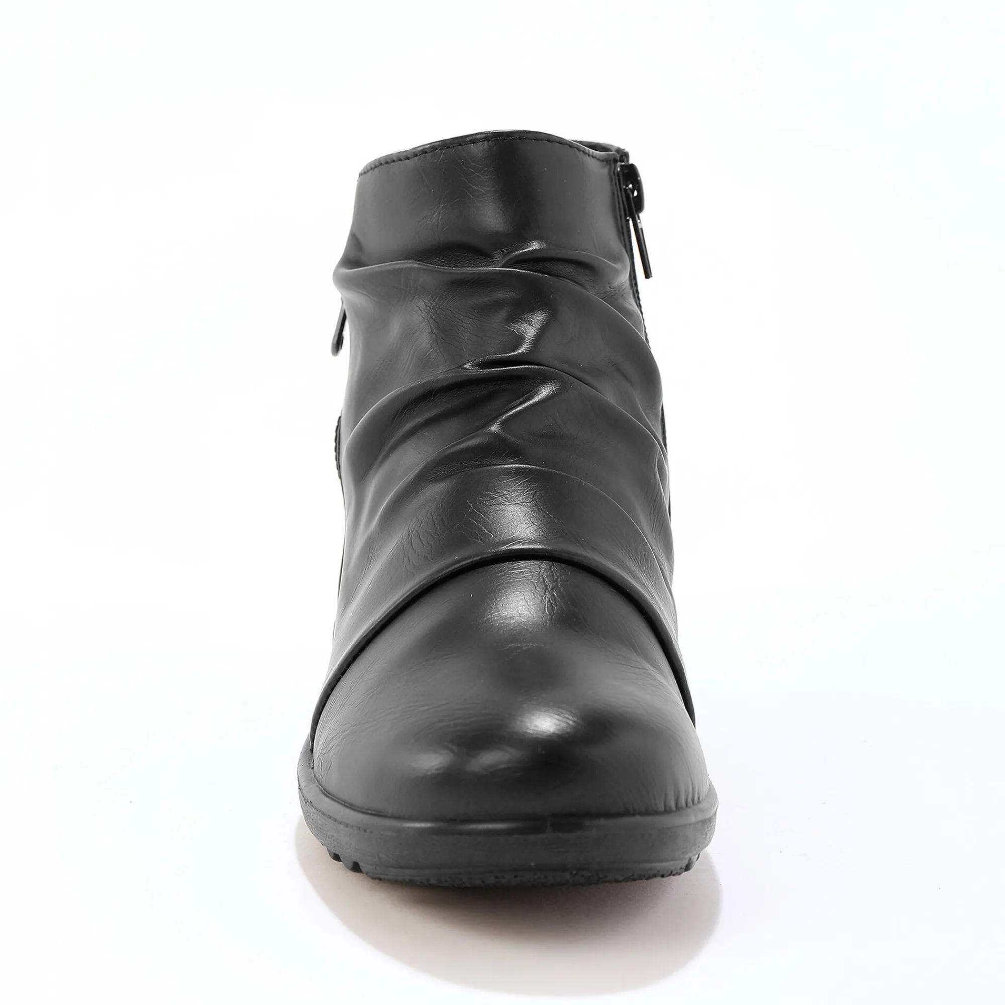Bottines En Boots|Schoenen<Blancheporte Boots in 2 materialen met plissé en sleehak - zwart