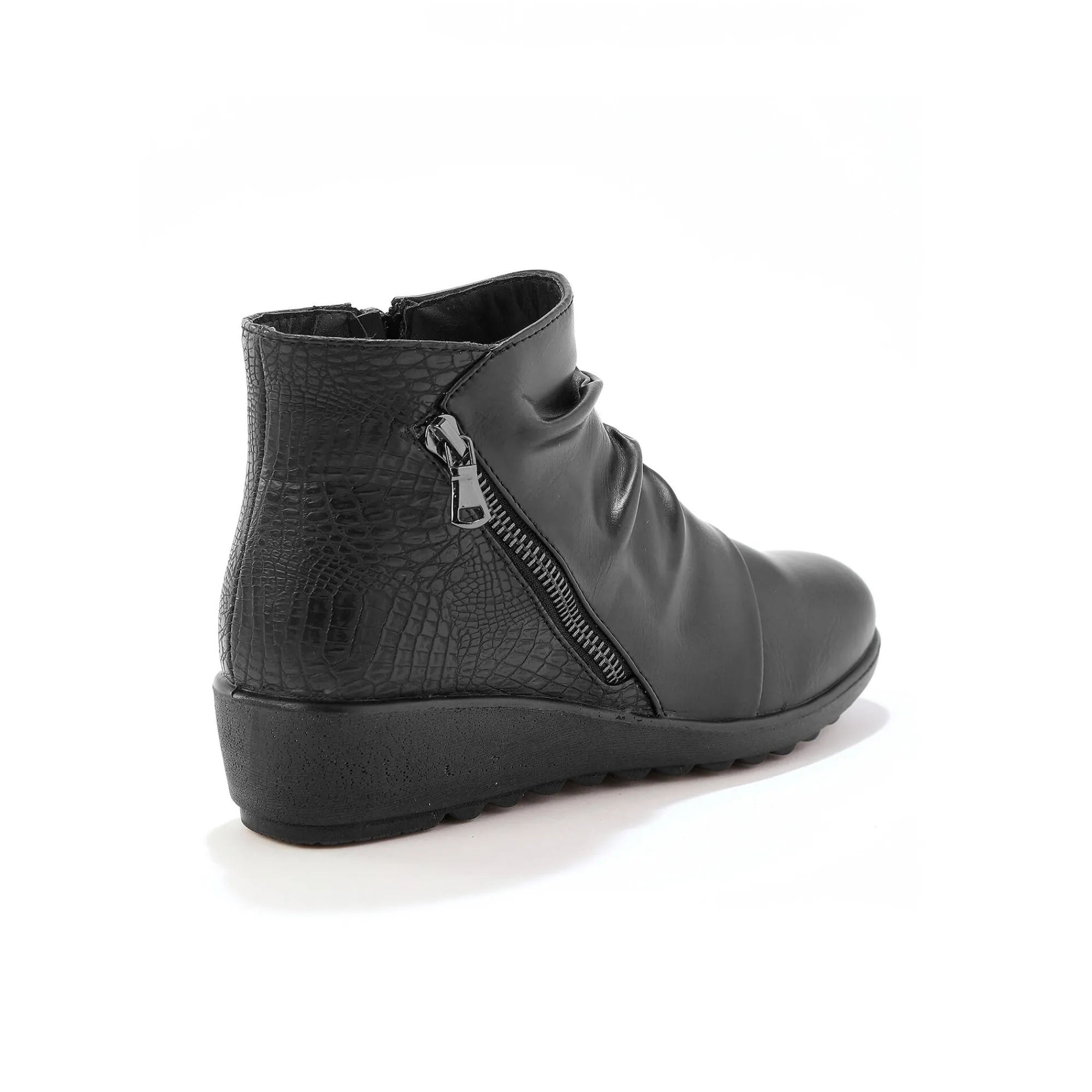 Bottines En Boots|Schoenen<Blancheporte Boots in 2 materialen met plissé en sleehak - zwart