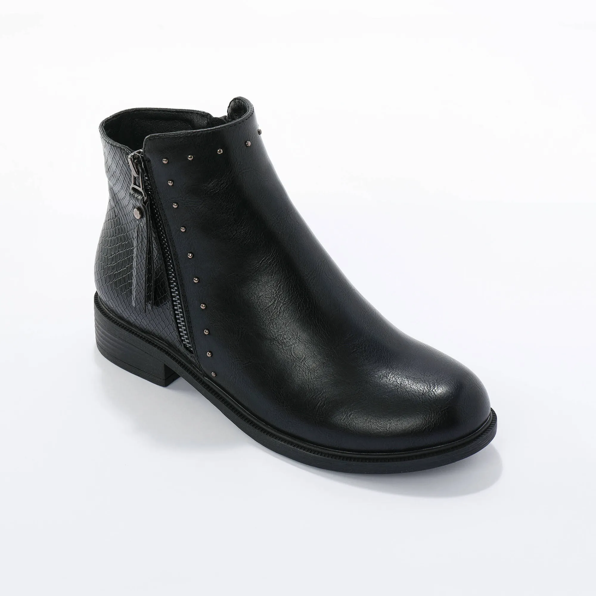Feestelijke Schoenen|Bottines En Boots<Blancheporte Boots in 2 materialen, rits en sierspijkers zwart
