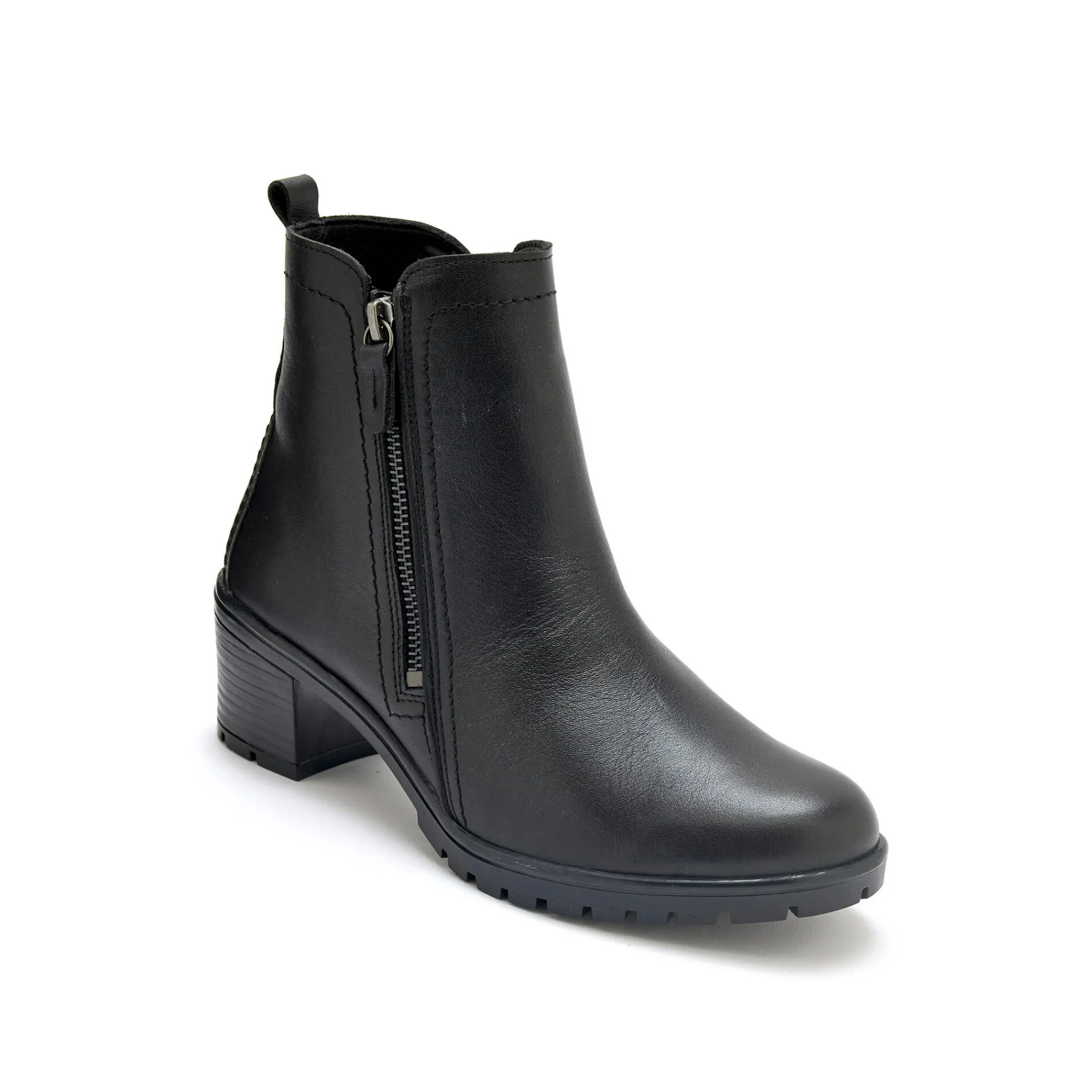 Feestelijke Schoenen|Bottines En Boots<PédiConfort Boots in glad leer met rits en hak, extrabreed zwart