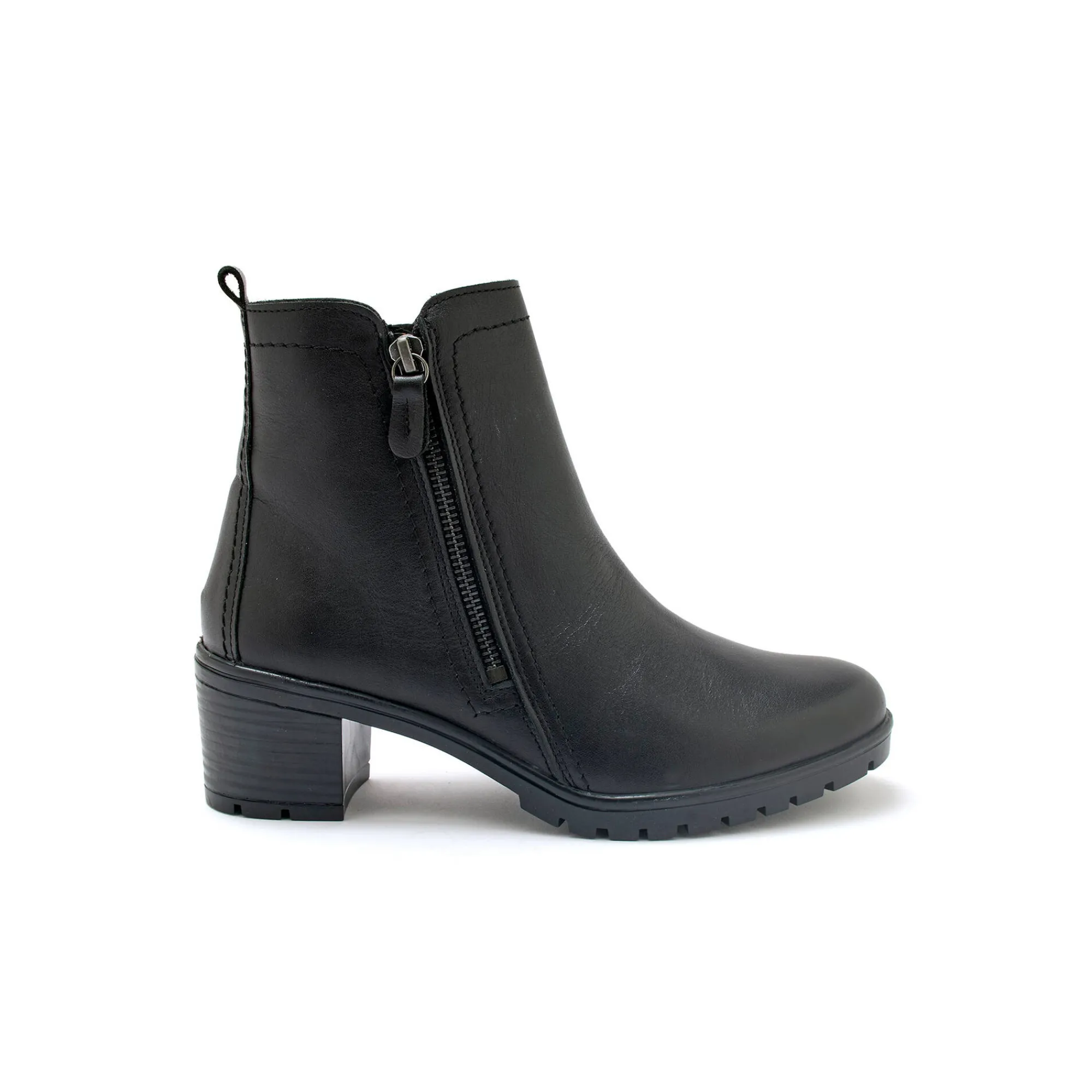 Feestelijke Schoenen|Bottines En Boots<PédiConfort Boots in glad leer met rits en hak, extrabreed zwart
