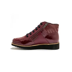 Bottines En Boots|Schoenen<PédiConfort Boots met rits en veters, breed model - zebramotieven bordeaux