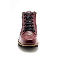 Bottines En Boots|Schoenen<PédiConfort Boots met rits en veters, breed model - zebramotieven bordeaux