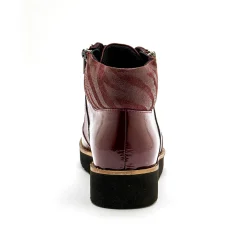 Bottines En Boots|Schoenen<PédiConfort Boots met rits en veters, breed model - zebramotieven bordeaux