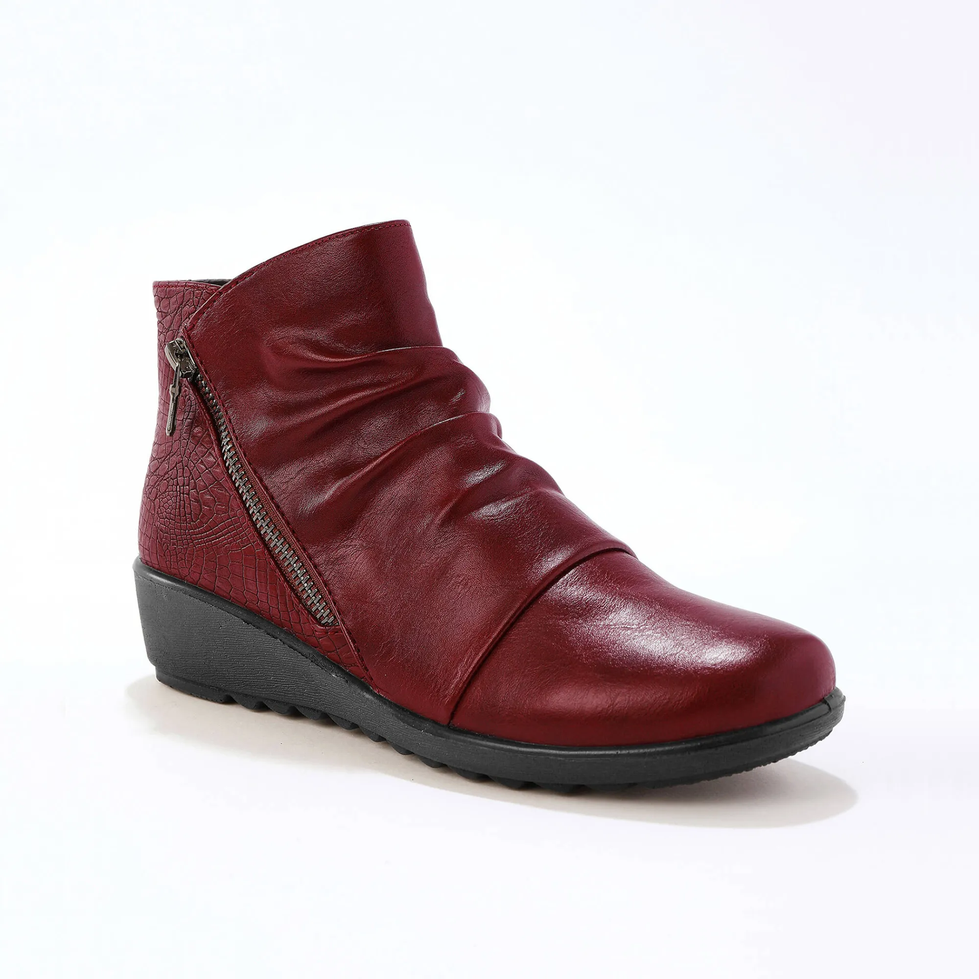 Bottines En Boots|Schoenen<Blancheporte Boots met sleehak en rits, getextureerd effect achter bordeaux