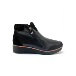 Bottines En Boots|Schoenen<PédiConfort Boots met sleehak en rits in leer en splitleer zwart