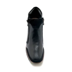 Bottines En Boots|Schoenen<PédiConfort Boots met sleehak en rits in leer en splitleer zwart