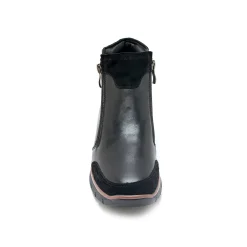 Bottines En Boots|Schoenen<PédiConfort Boots met sleehak en rits in leer en splitleer zwart