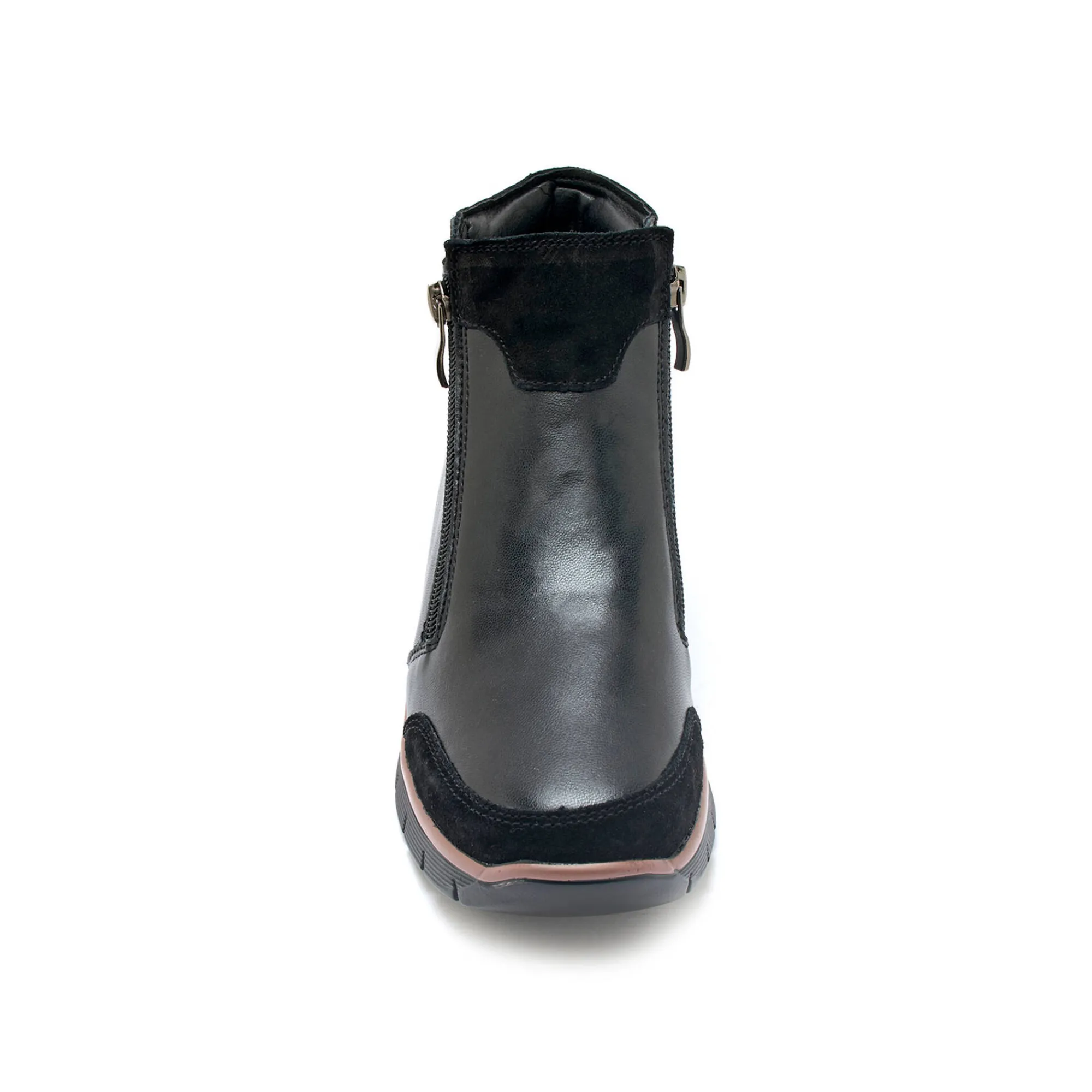 Bottines En Boots|Schoenen<PédiConfort Boots met sleehak en rits in leer en splitleer zwart