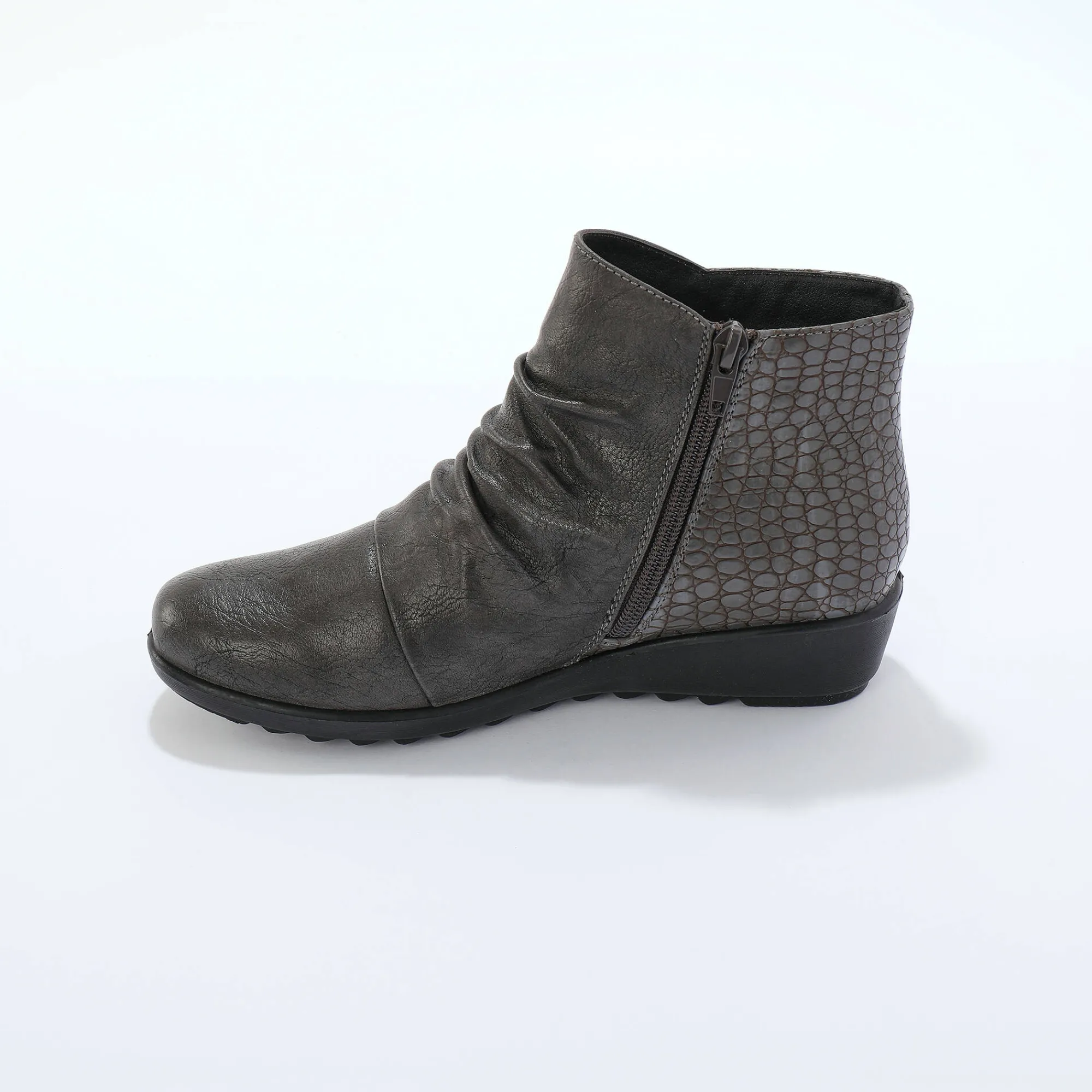 Bottines En Boots|Schoenen<Blancheporte Boots met sleehak en rits, getextureerd effect achter grijs