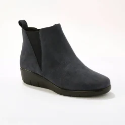 Bottines En Boots|Schoenen<Blancheporte Boots met sleehak, in soepel leer, LWG gecertificeerd grijsblauw