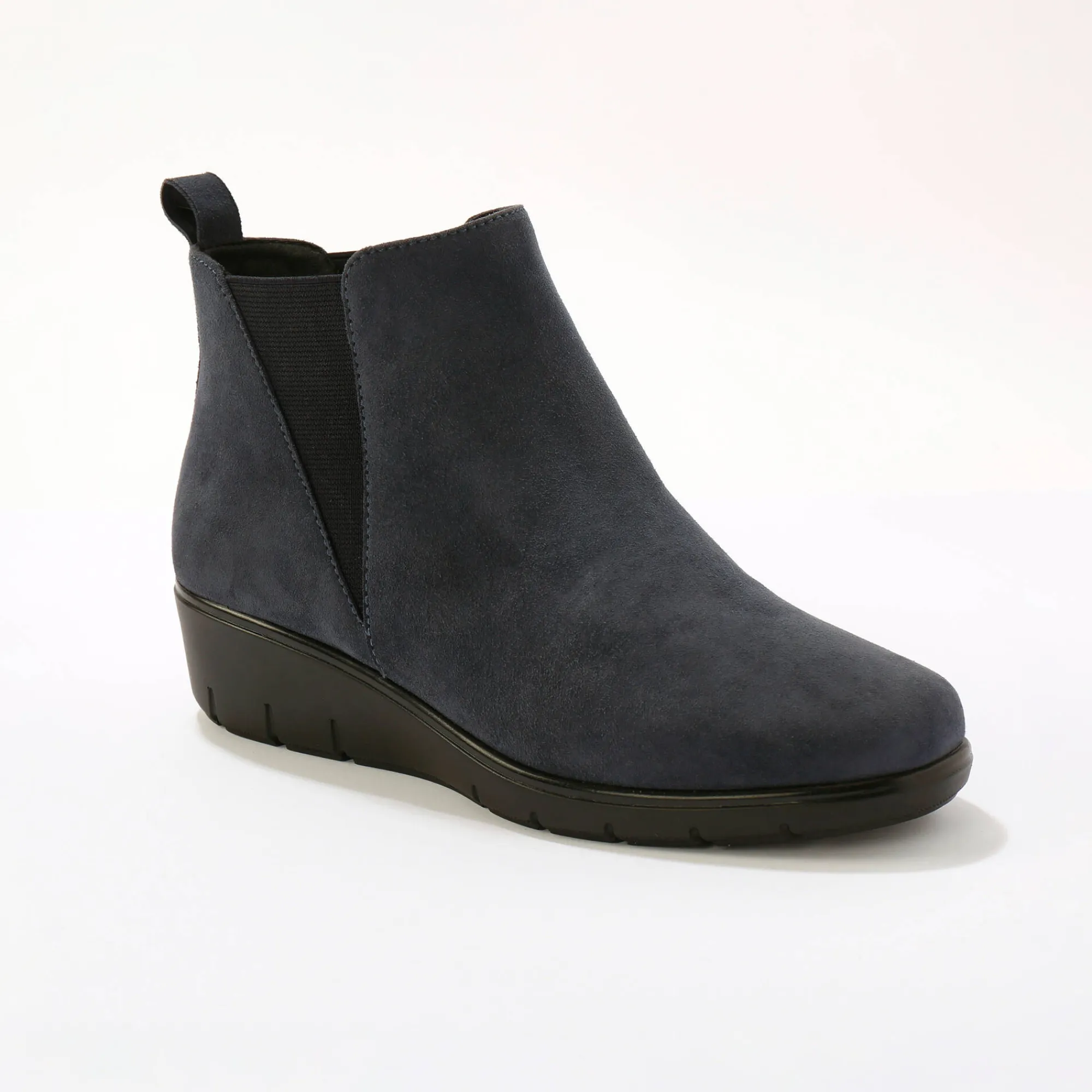 Bottines En Boots|Schoenen<Blancheporte Boots met sleehak, in soepel leer, LWG gecertificeerd grijsblauw