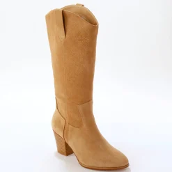 Laarzen|Schoenen<Blancheporte Bottes hautes santiags, cuir suédé lichtbeige