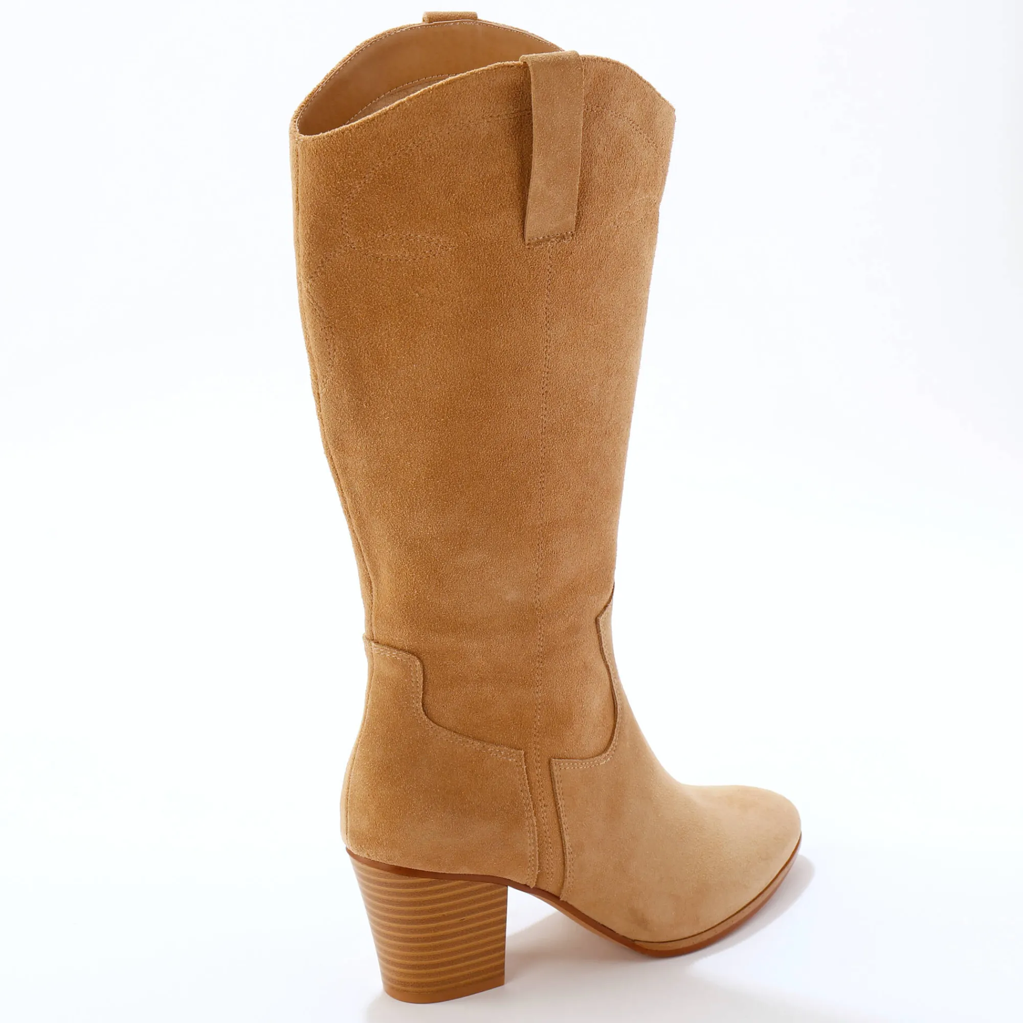 Laarzen|Schoenen<Blancheporte Bottes hautes santiags, cuir suédé lichtbeige