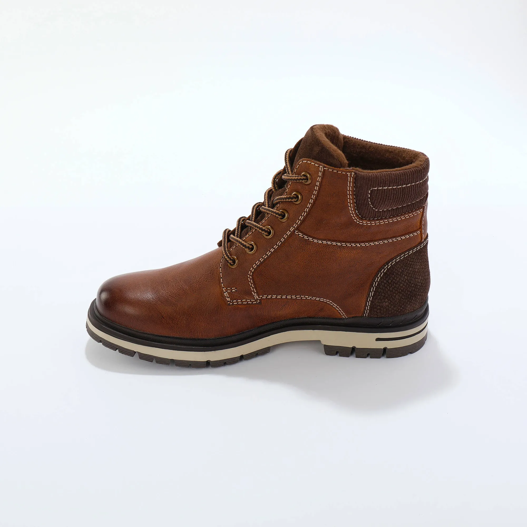 Schoenen|Schoenen Heren<Blancheporte Bottines met veters, leer en velours bruin