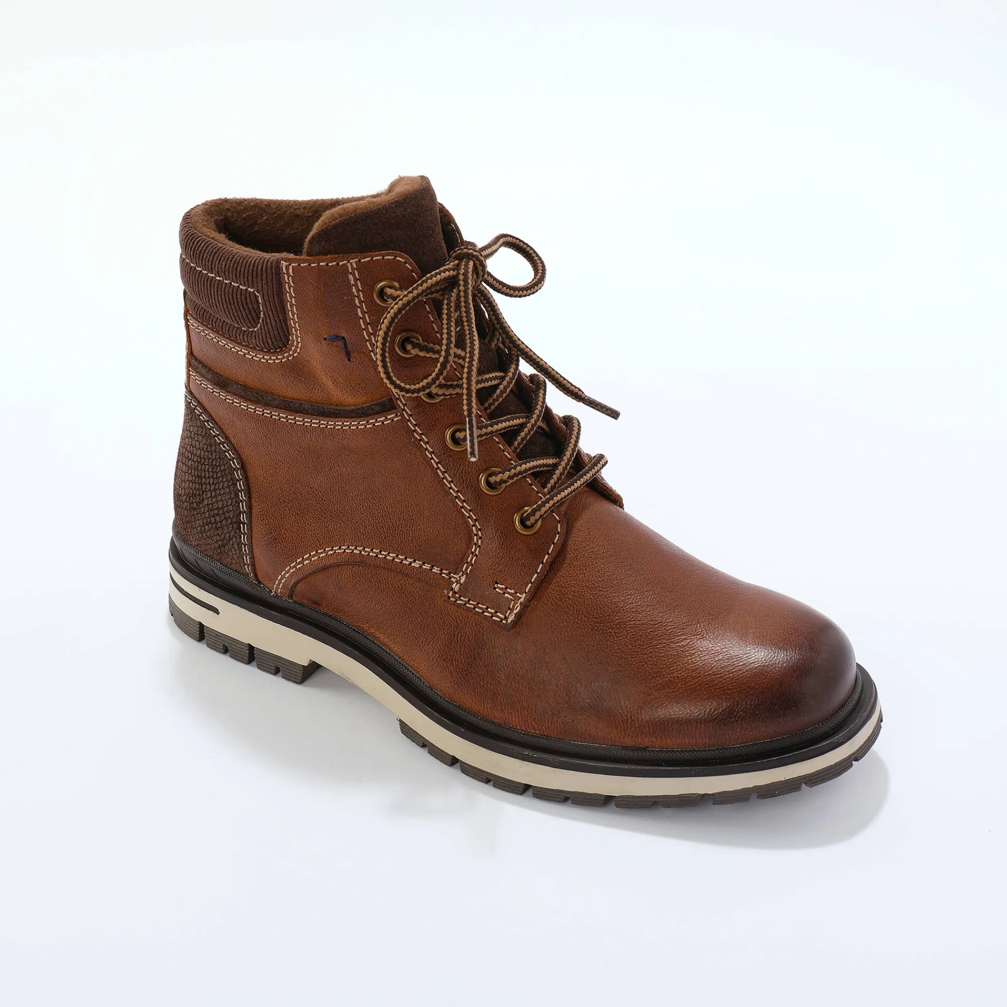 Schoenen|Schoenen Heren<Blancheporte Bottines met veters, leer en velours bruin