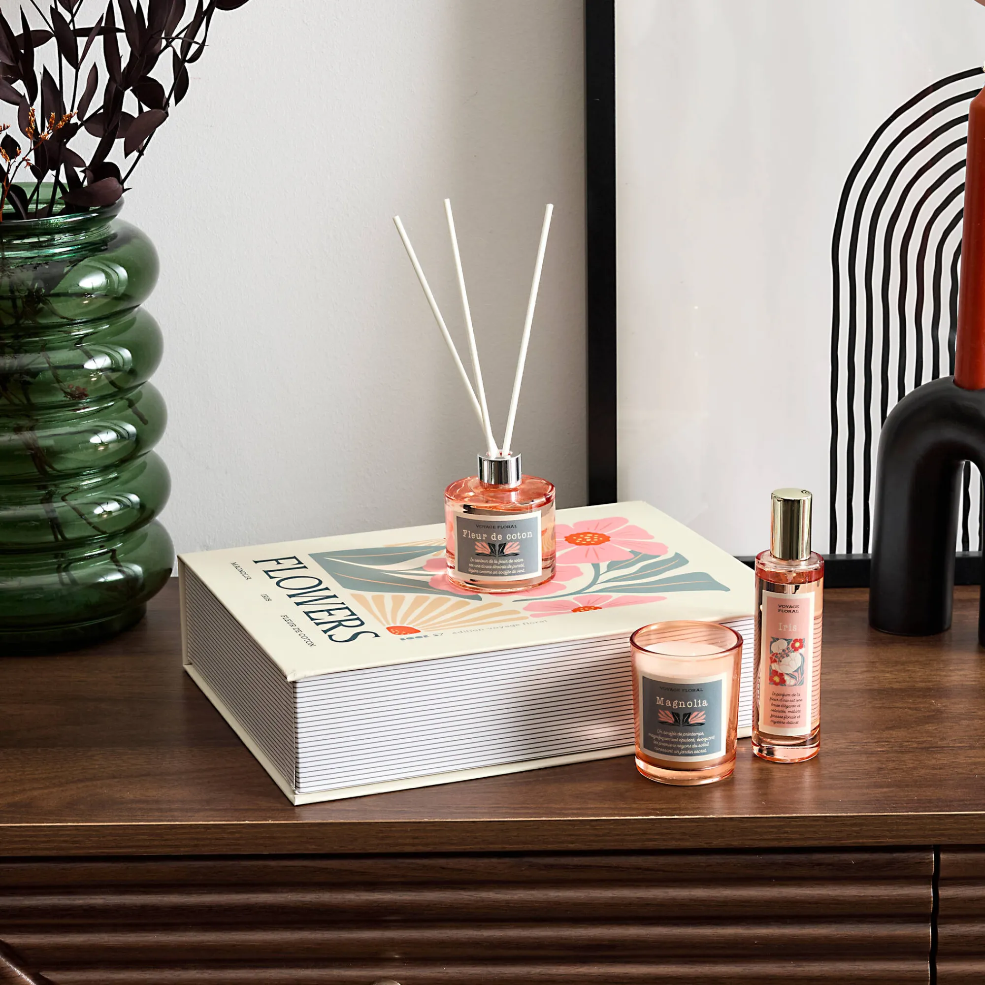 Decoratieartikel<Blancheporte Box met geurkaars en huisparfums roze