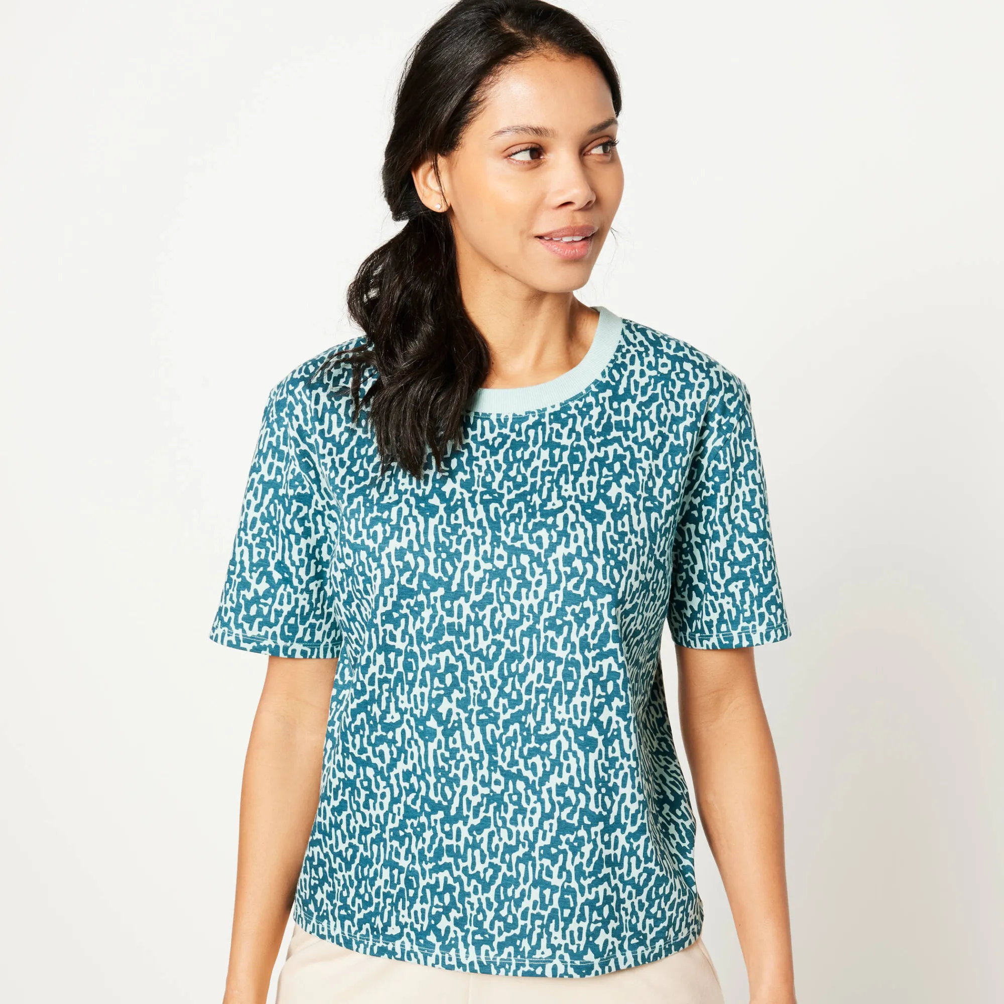 T-Shirt En Topje<Blancheporte Boxy T-shirt, bedrukt eendenblauw